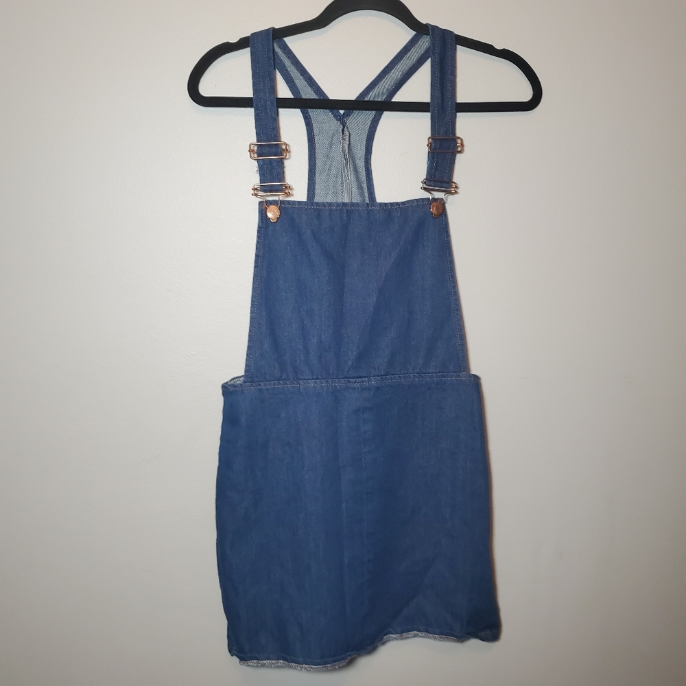 Topshop Moto denim pinafore overal dress